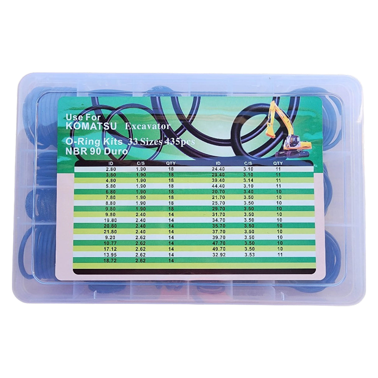 Komatsu Excavator O-Ring Kit – 435pc Hydraulic Seal Assortment