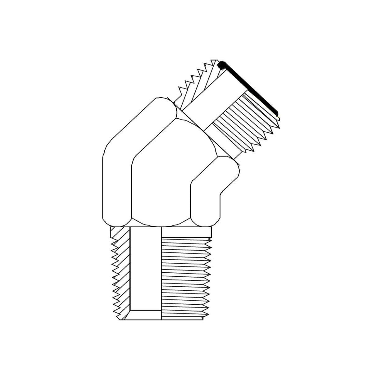 ORFS Male × NPT Male 45° Elbow | Hydraulic Adaptor | Tas Hose
