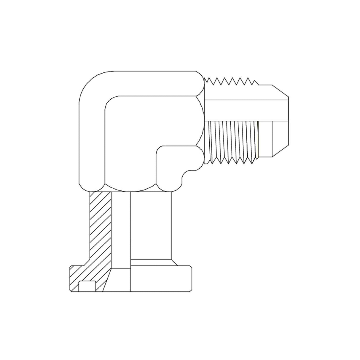 JIC Male × Code 61 Flange 90° Compact Elbow