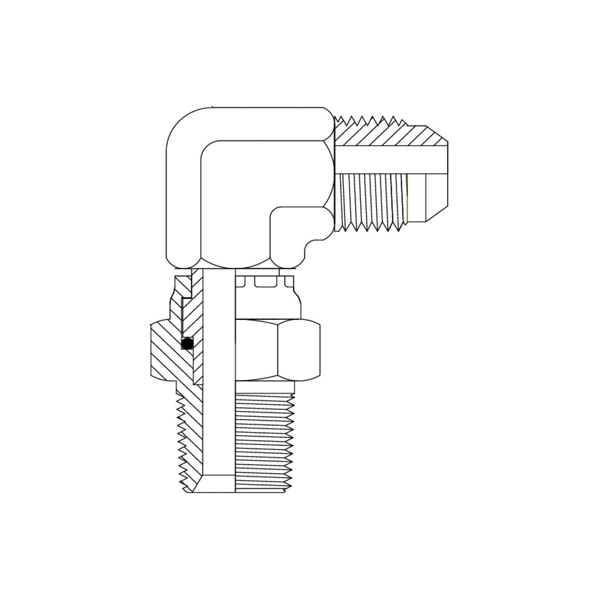 JIC Male × BSPT Male Live Swivel 90° Elbow