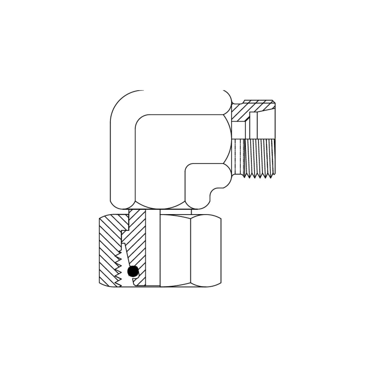 DHM-DHFX90 - DIN Metric Heavy Male x Female Swivel 90° Elbow