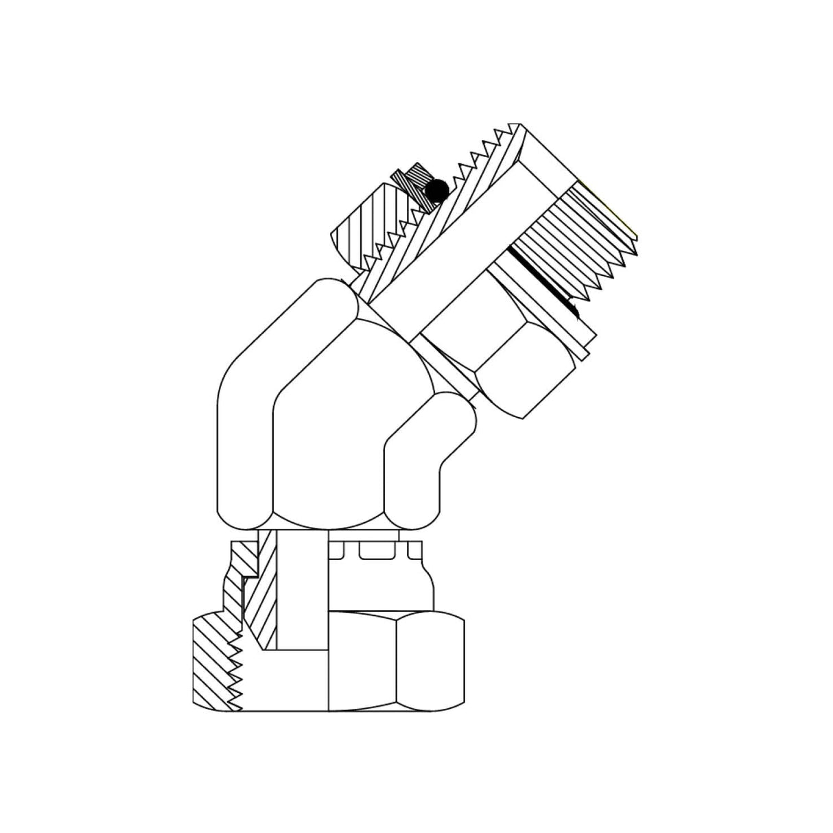 BSPP Male x BSPP Female Swivel 45 Degree Elbow