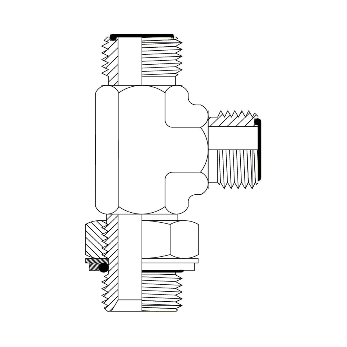 ORFS Male × BSPP Male Bulkhead Run Tee | Tas Hose