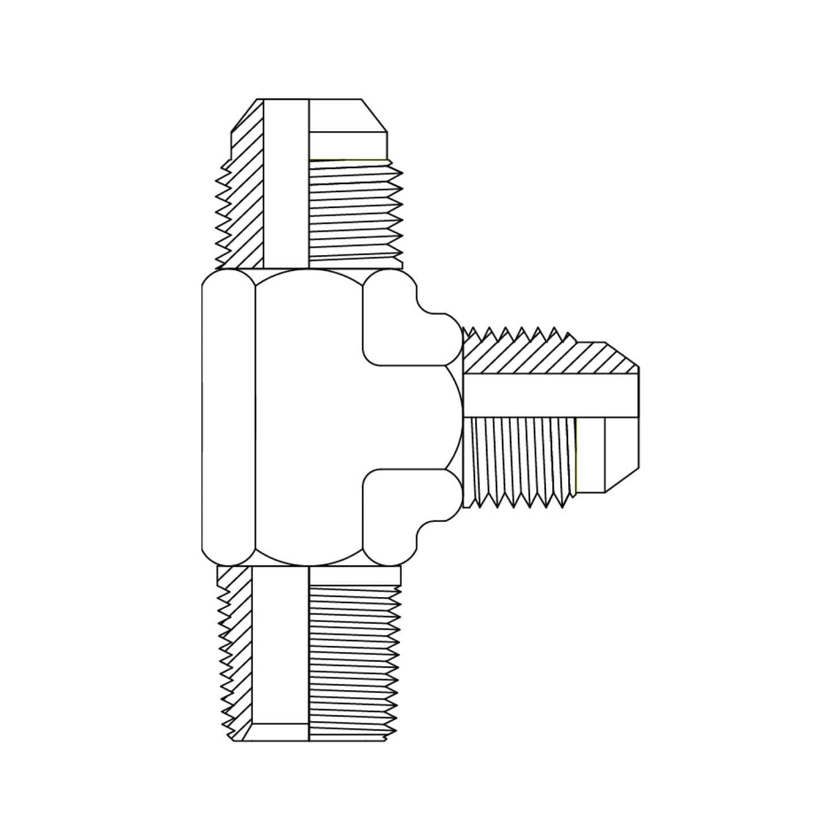 JIC Male × BSPT Male Run Tee | Hydraulic Adaptor