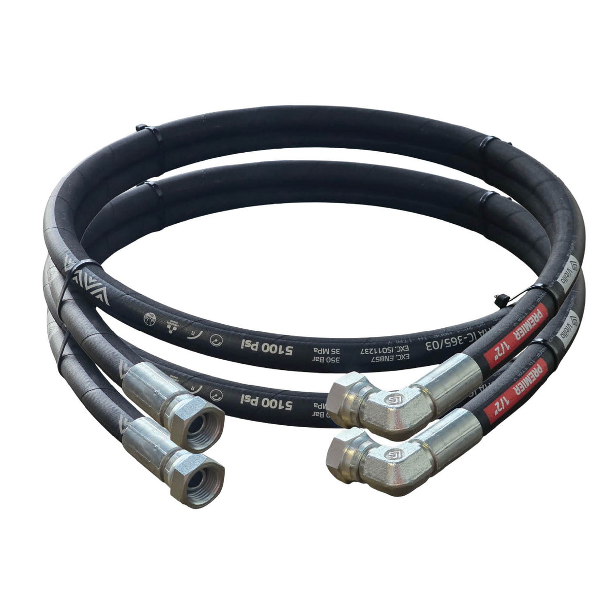 Auger Hose – 1/2" BSPP Compact 90° Elbow x 1/2" BSPP Male