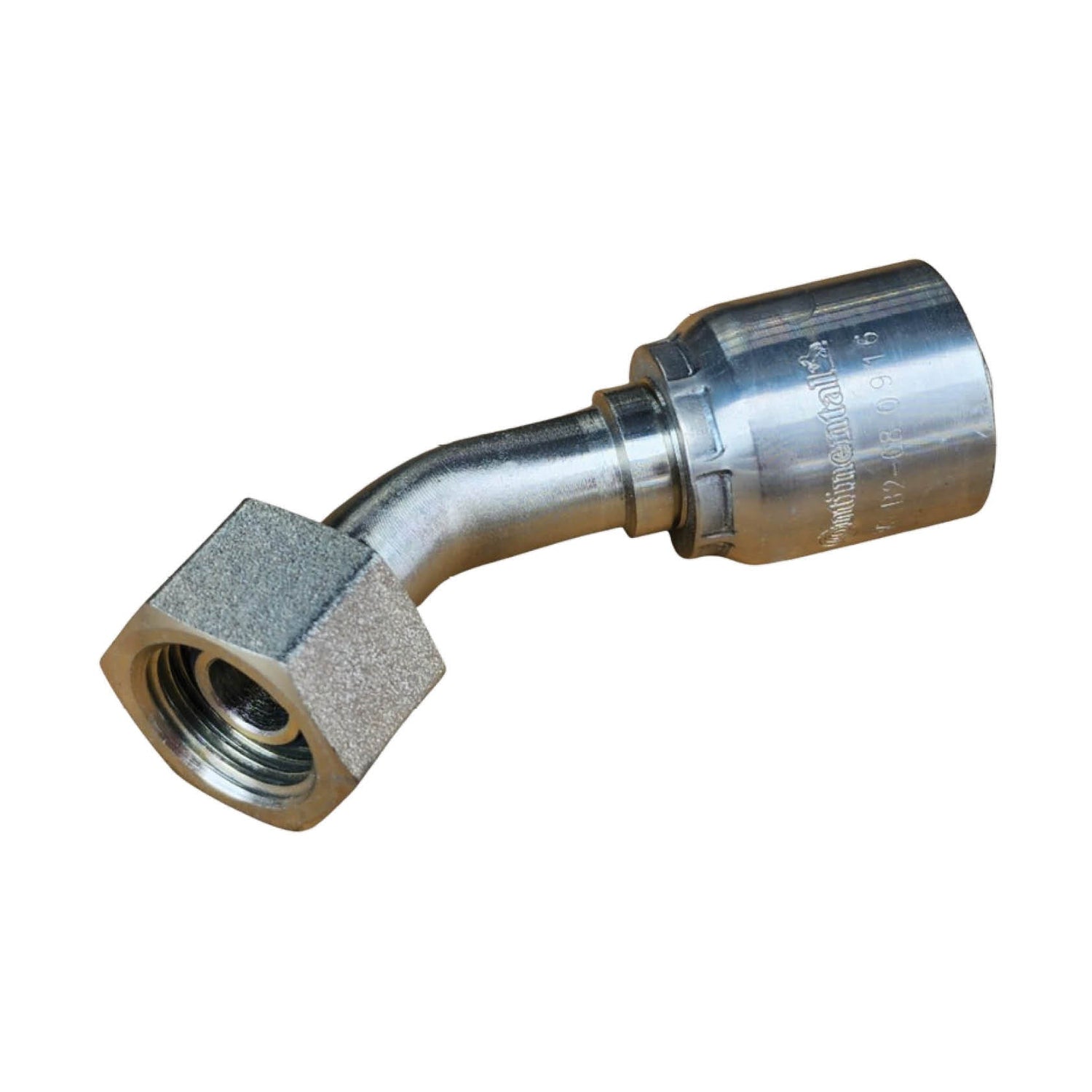 B2-DHFX45 DIN Metric Heavy Female Swivel 45° Crimp Fitting