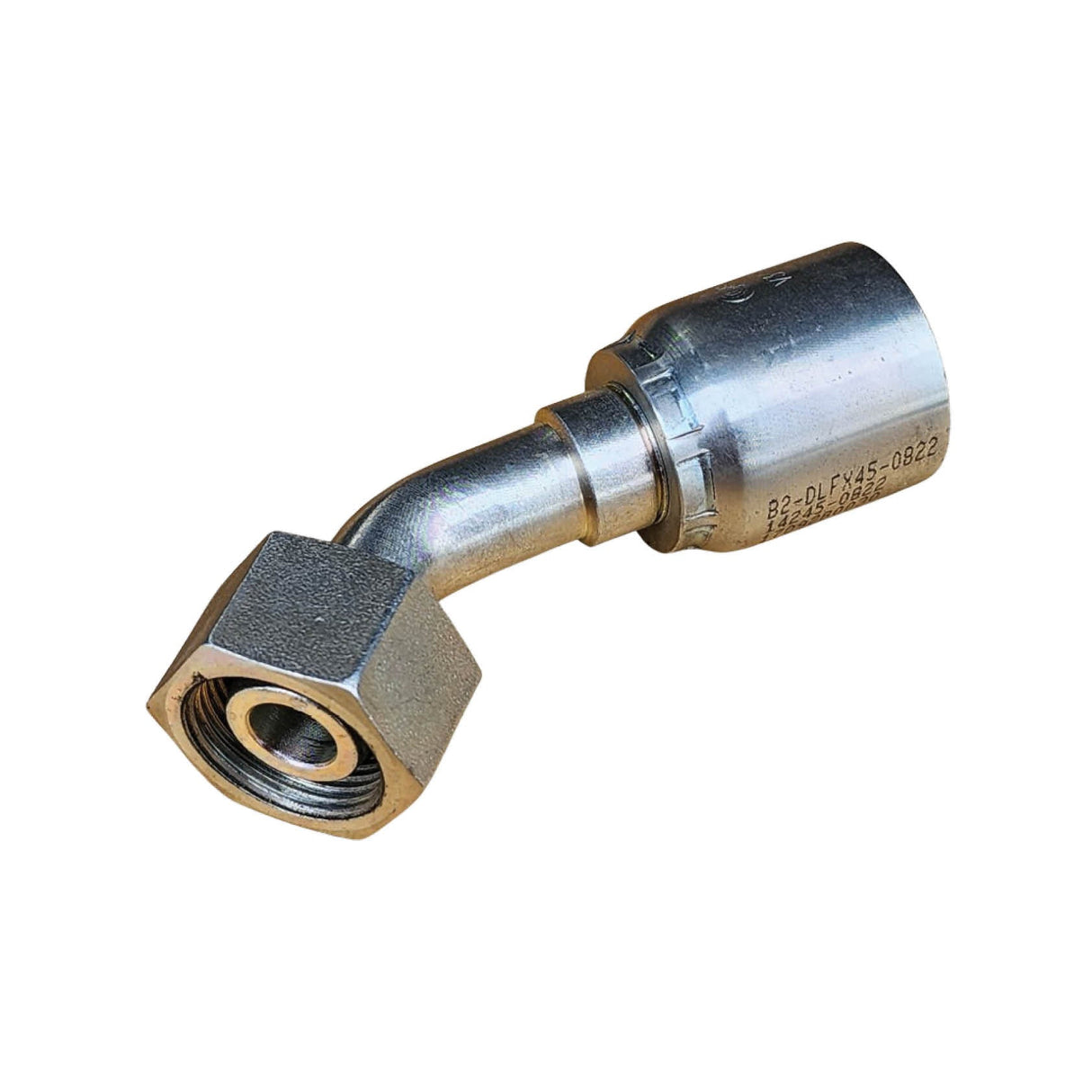 B2-DLFX45 DIN Metric Light Female Swivel 45° Crimp Fitting