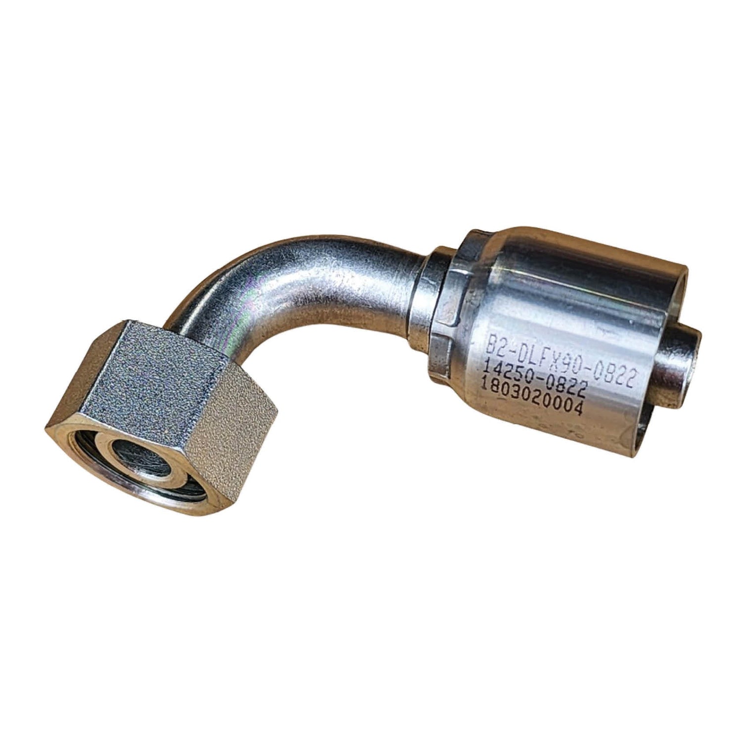 B2-DLFX90 DIN Metric Light Female Swivel 90° Crimp Fitting