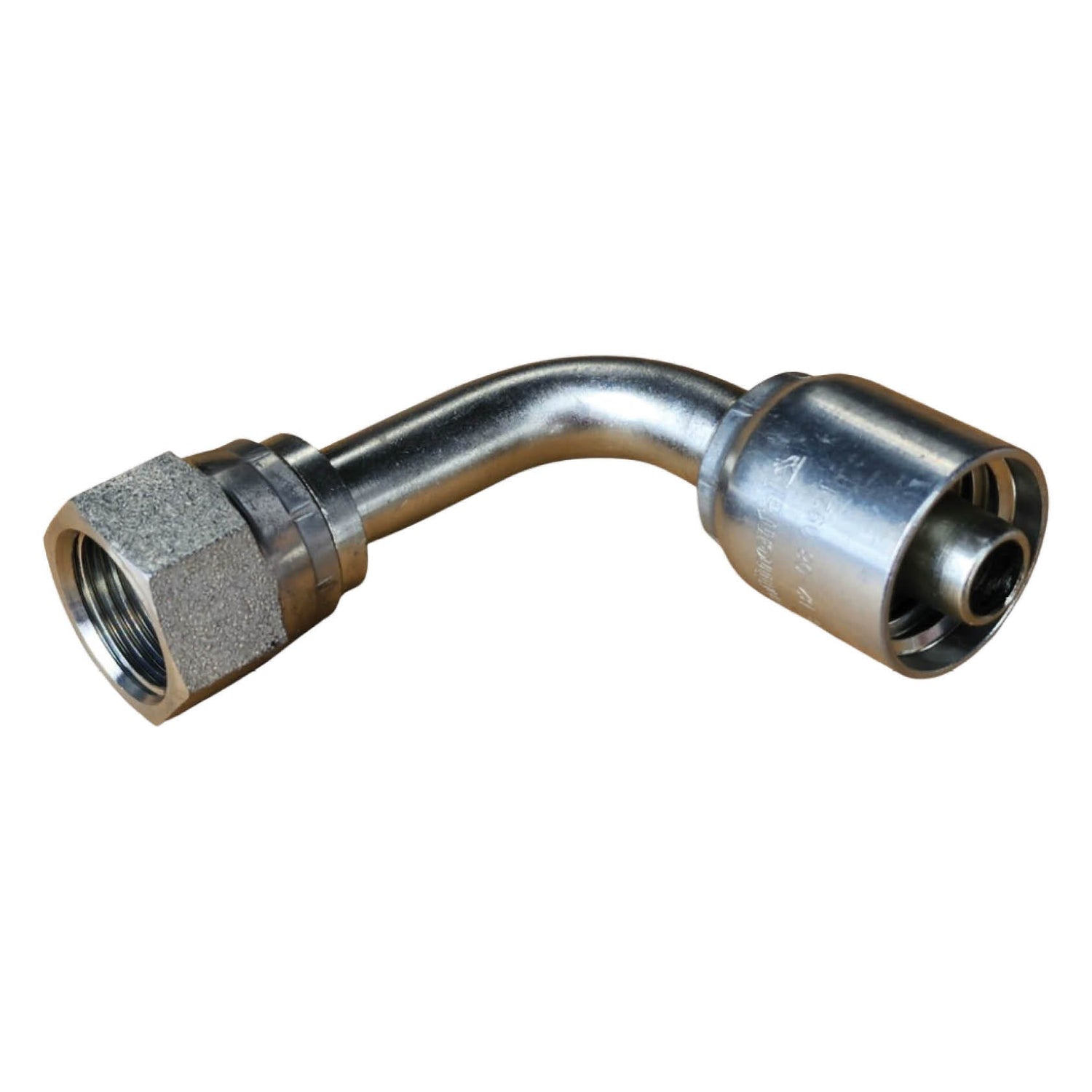 B2-JCFX90L JIC Female Swivel 90° Long Drop One-Piece Crimp Fitting