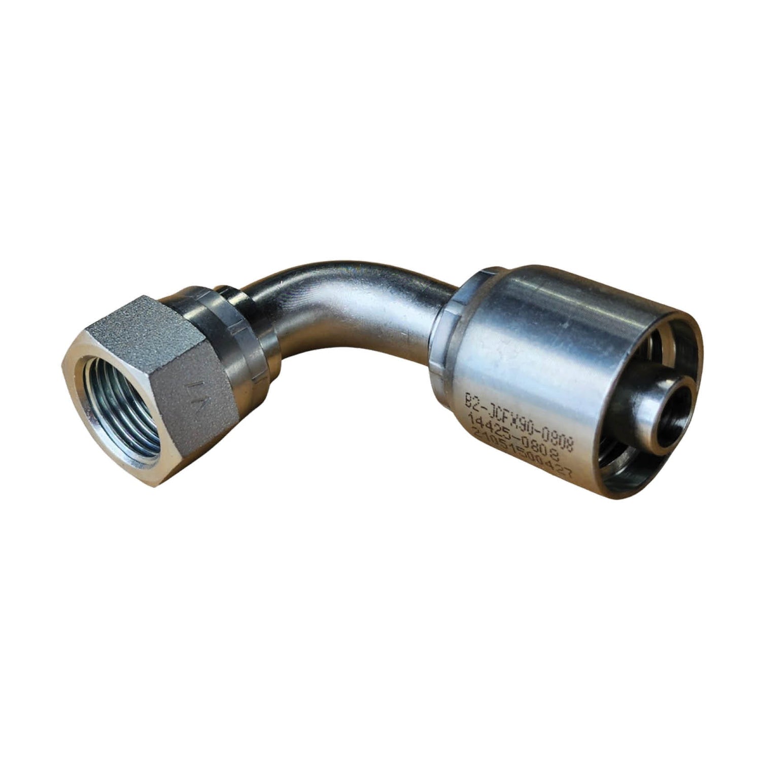 B2-JCFX90 JIC Female Swivel 90° One-Piece Crimp Fitting