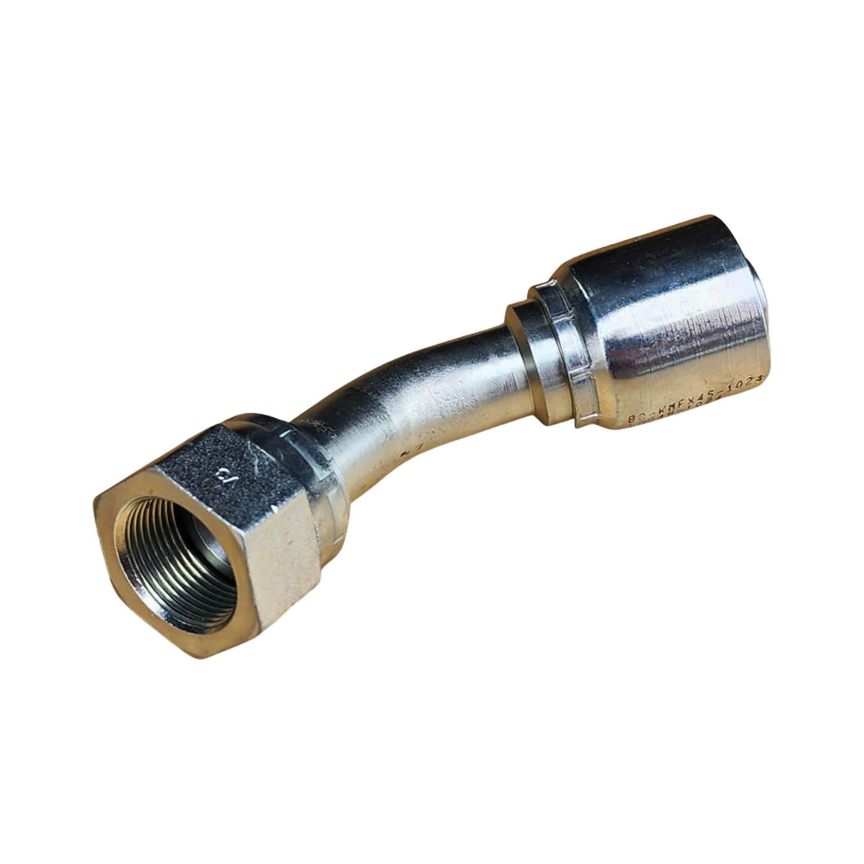 B2-KMFX45 JIS Metric (Komatsu) Female Swivel 45° One-Piece Crimp Fitting