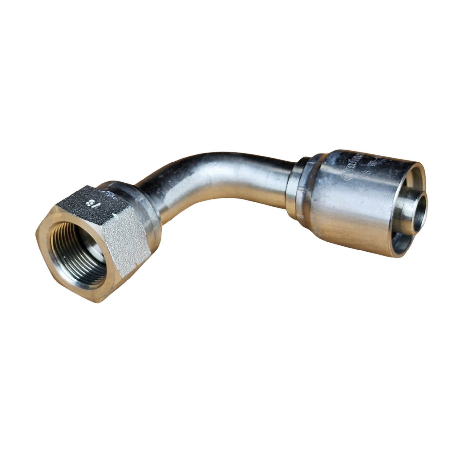 B2-KMFX90 JIS Metric (Komatsu) Female Swivel 90° One-Piece Crimp Fitting