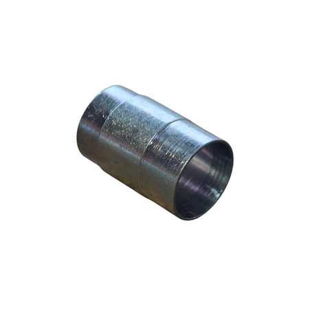 Side View Corrugated R14 PTFE hose two-piece crimp ferrule made from zinc-plated steel for hydraulic and chemical applications