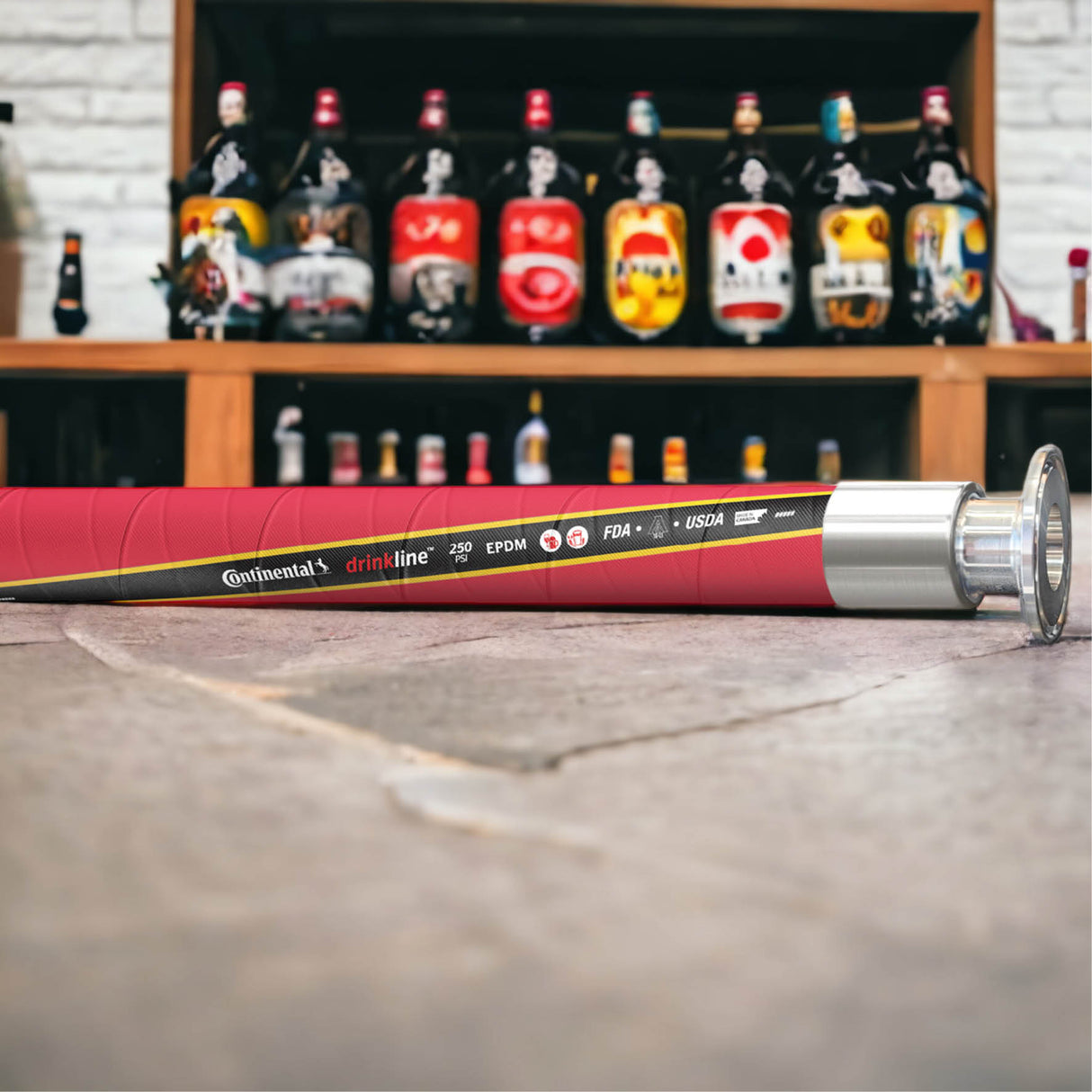 Continental Drinkline | Brewery Hose Assembly | 1.5" Tri-Clamp Crimped Ends