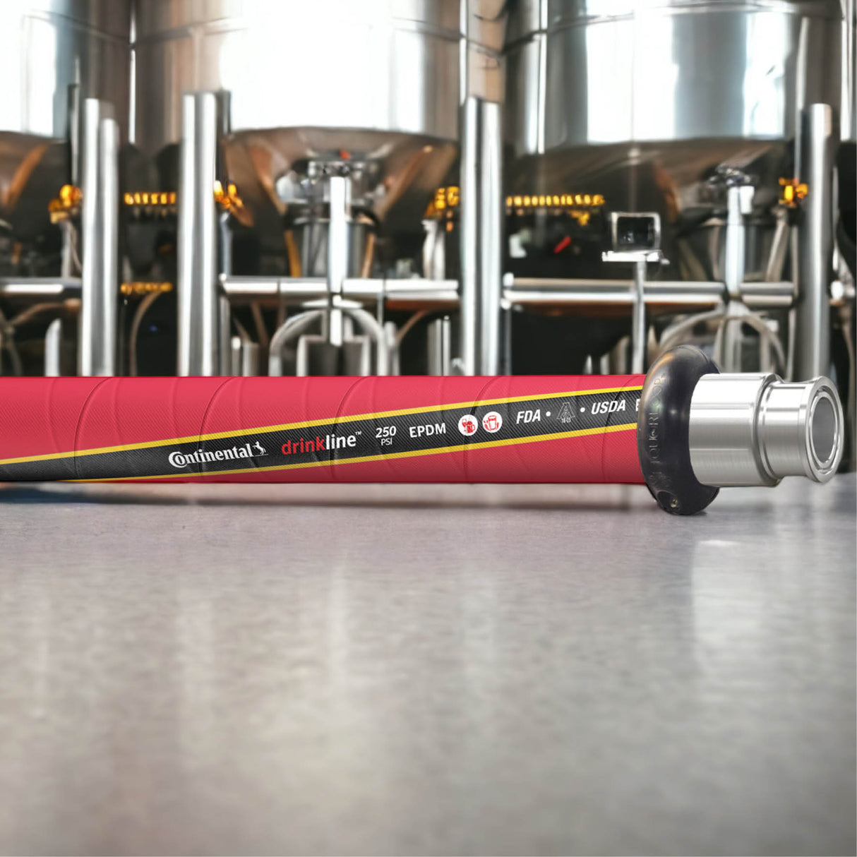 Continental Drinkline | Brewery Hose Assembly | 1.5" Tri-Clamp Crimped Ends