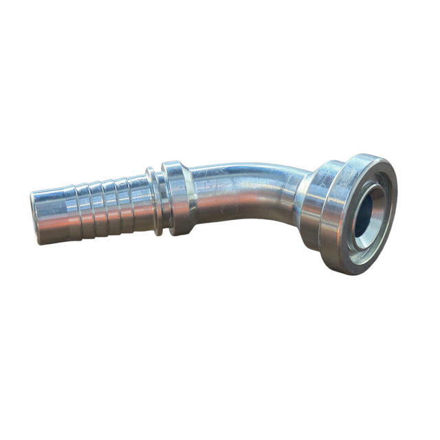 Code 62 flange 45 degree elbow two-piece crimp tail heavy-duty hydraulic fitting made from zinc-plated steel