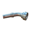 Caterpillar style flange 45 degree elbow two-piece crimp tail hydraulic fitting made from zinc-plated steel