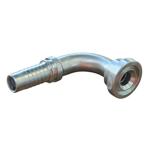 Code 62 flange 90 degree elbow two-piece crimp tail hydraulic fitting made from zinc-plated steel