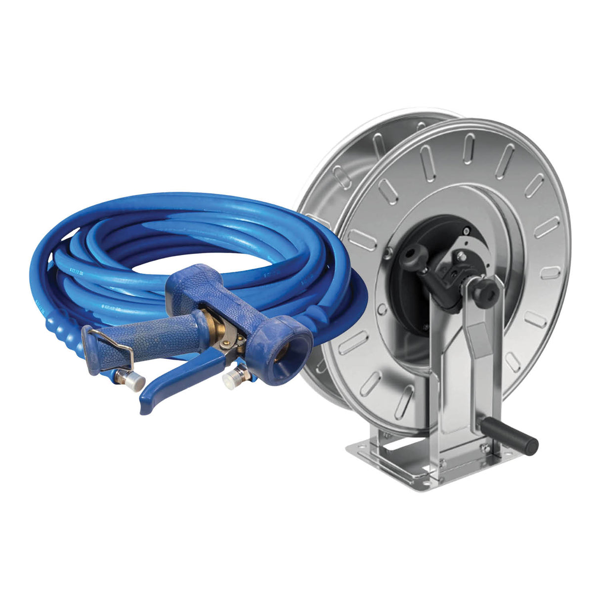 Premium Washdown Hose on Reel  Fortress 300, Stainless Ends