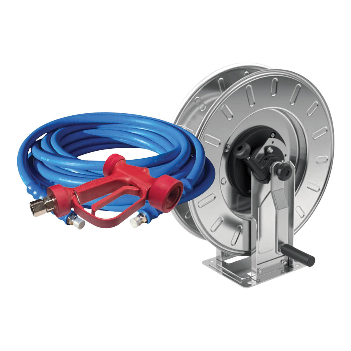 Premium Washdown Hose on Reel  Fortress 300, Stainless Ends