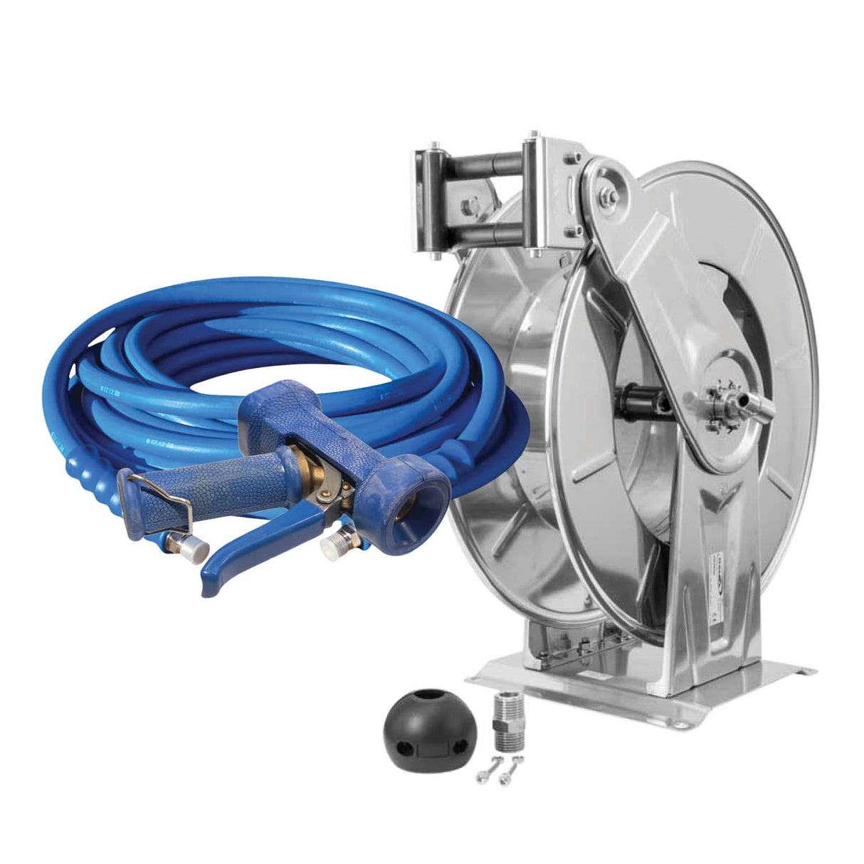 Premium Washdown Hose on Reel  Fortress 300, Stainless Ends