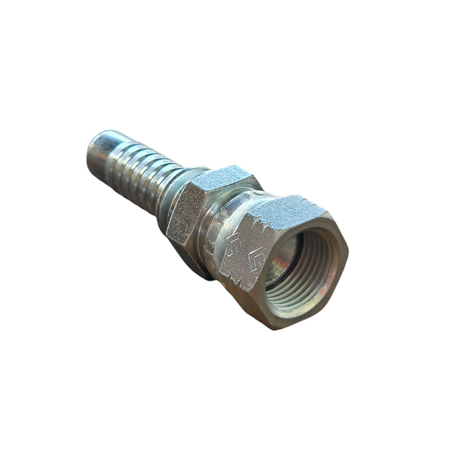 JIC female swivel two-piece crimp tail double hex hydraulic fitting with 37 degree flare made from zinc-plated steel