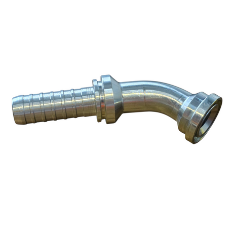 Code 61 flange 45 degree elbow hyperspiral two-piece crimp tail hydraulic fitting made from zinc-plated steel