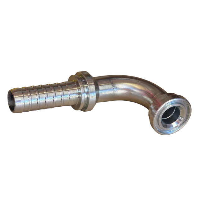 Code 61 flange 90 degree elbow hyperspiral two-piece crimp tail hydraulic fitting made from zinc-plated steel