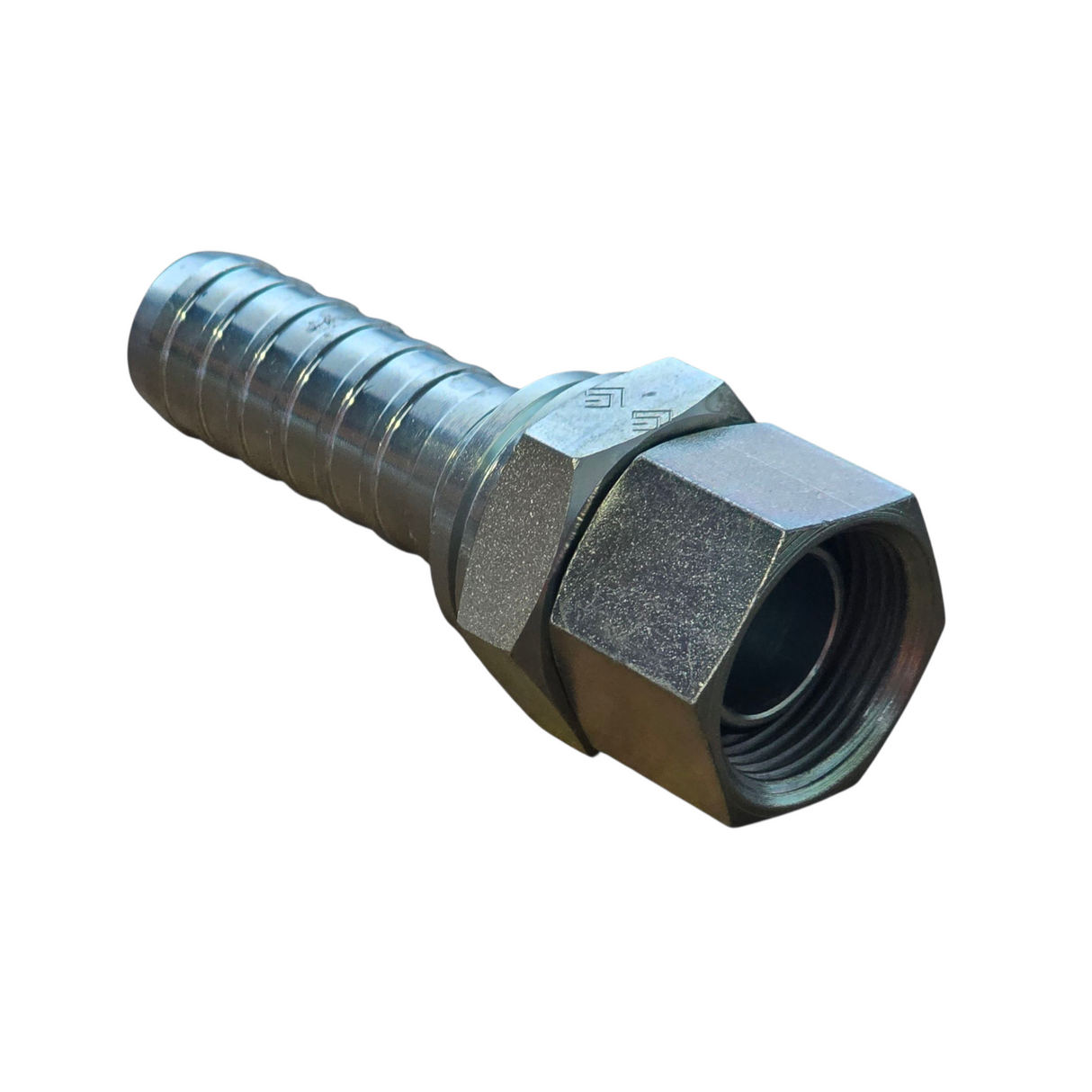 BSPP female swivel hyperspiral two-piece crimp tail hydraulic fitting engineered for Vitillo Everest and 4SP multispiral hoses made from zinc-plated steel