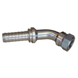 ORFS female swivel 45 degree elbow hyperspiral two-piece crimp tail hydraulic fitting made from zinc-plated steel