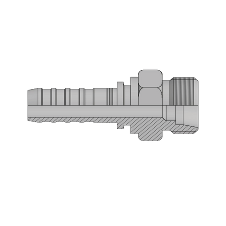 DIN metric heavy male hyperspiral two-piece crimp tail hydraulic fitting made from zinc-plated steel