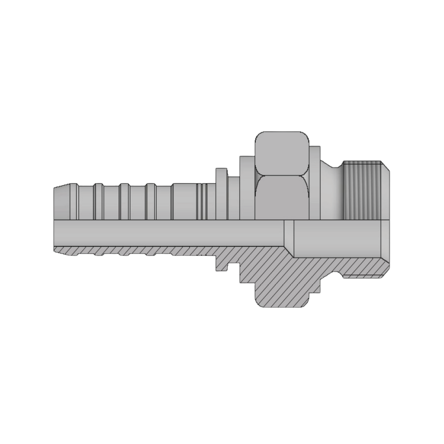 BSPP male hyperspiral two-piece crimp tail hydraulic fitting made from zinc-plated steel