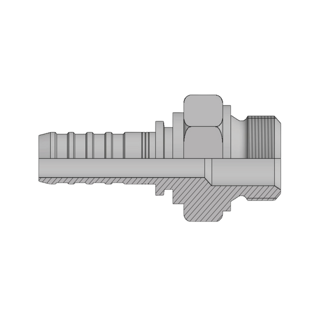 BSPP male hyperspiral two-piece crimp tail hydraulic fitting made from zinc-plated steel