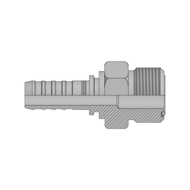ORFS male hyperspiral two-piece crimp tail hydraulic fitting with o-ring face seal made from zinc-plated steel