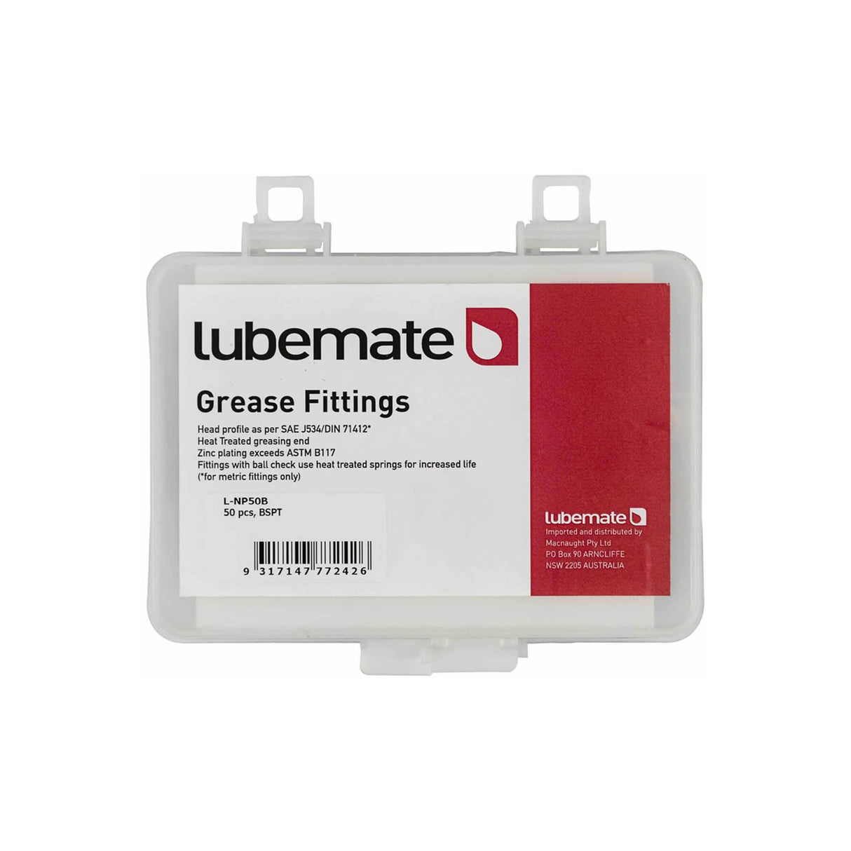 LUBEMATE GREASE NIPPLE KIT BSP L-NP50B - 50PCS