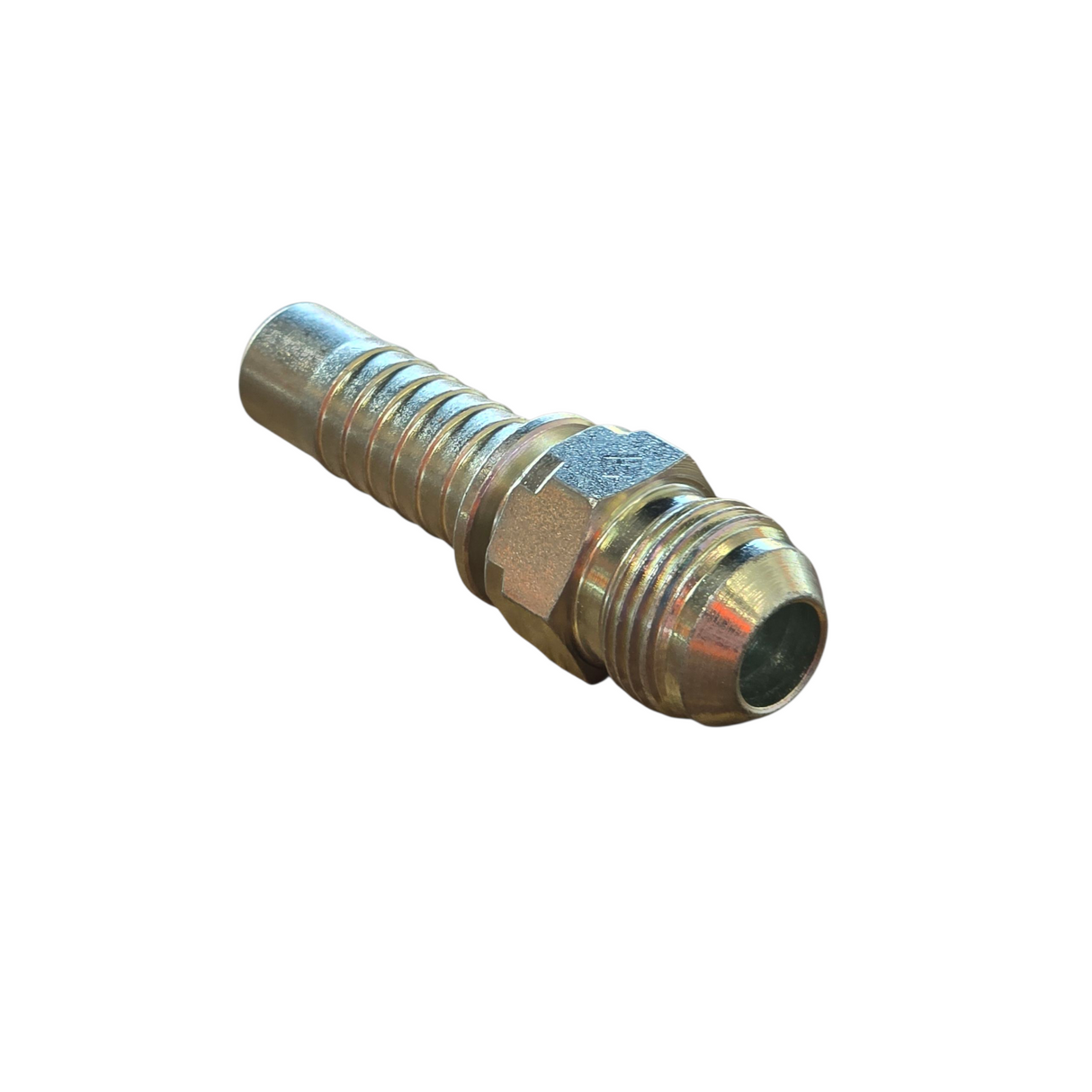 JIC male two-piece crimp tail hydraulic fitting with 37 degree flare made from zinc-plated steel