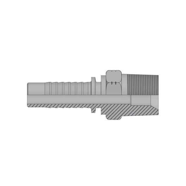 NPT male two-piece crimp tail hydraulic fitting with tapered thread made from zinc-plated steel