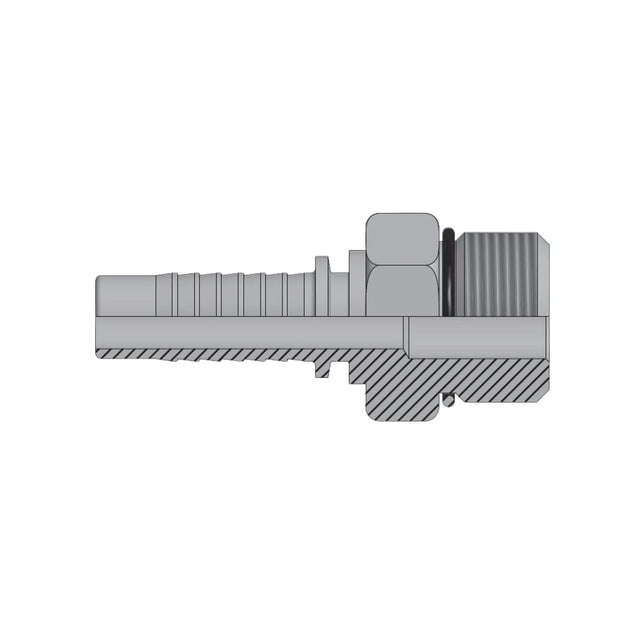 UNO male two-piece crimp tail hydraulic fitting with O-ring boss thread made from zinc-plated steel