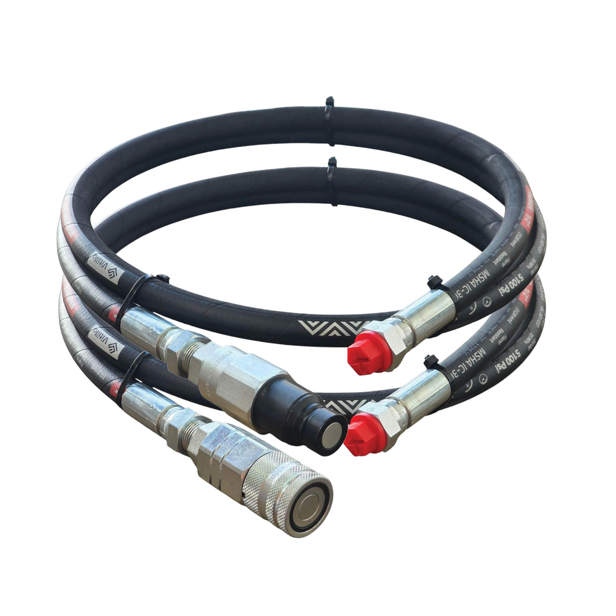 1/2" BSPP Male x Female Hose Kit – Rock Breaker & Auger Drive (Ready to Use)