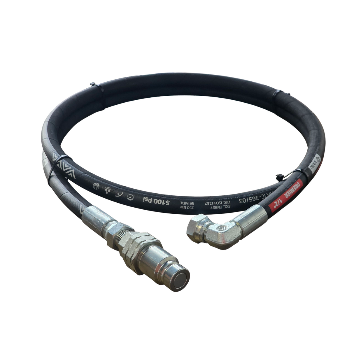 Auger Hose – 1/2" BSPP Compact 90° Elbow x 1/2" BSPP Male