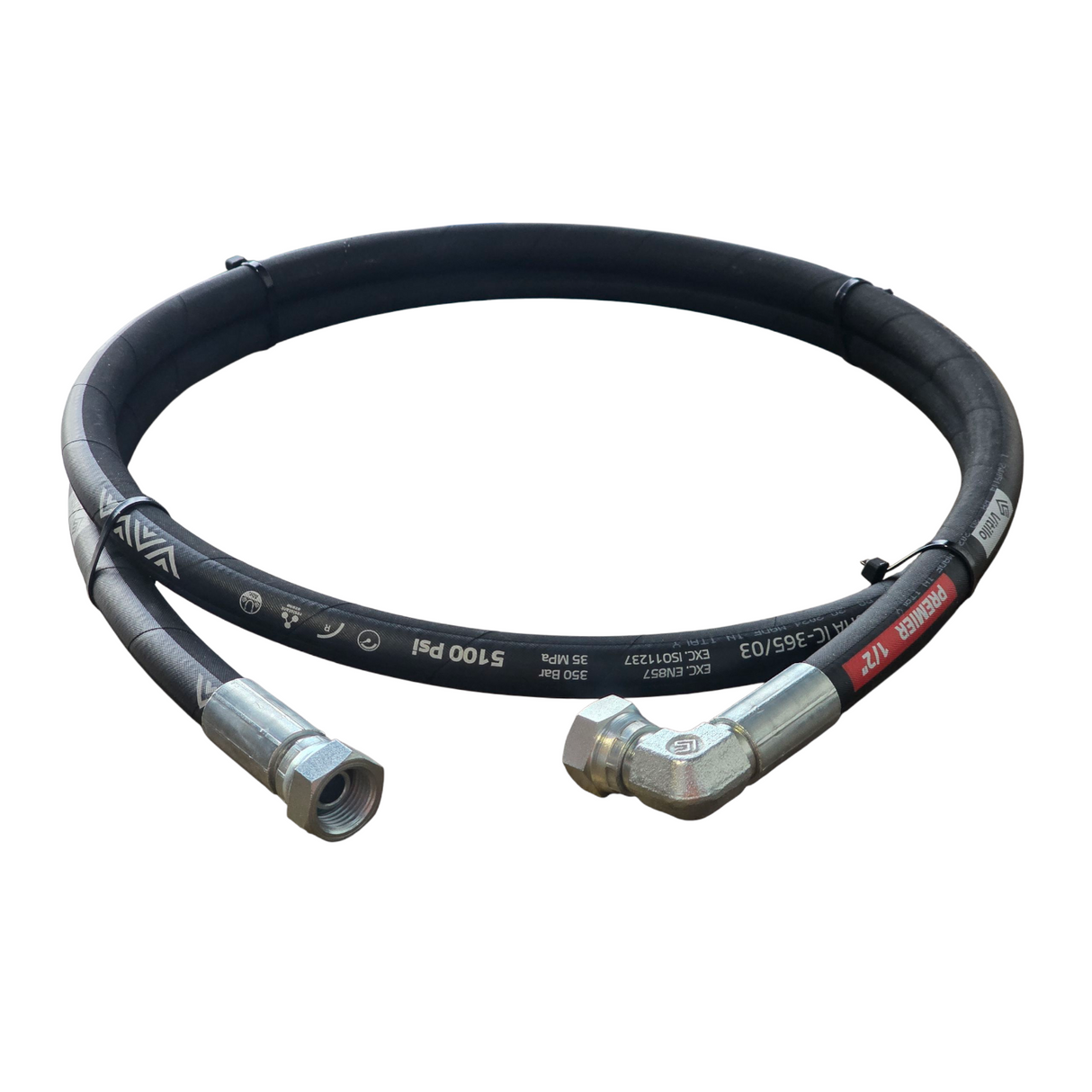 Auger Hose – 1/2" BSPP Compact 90° Elbow x 1/2" BSPP Male