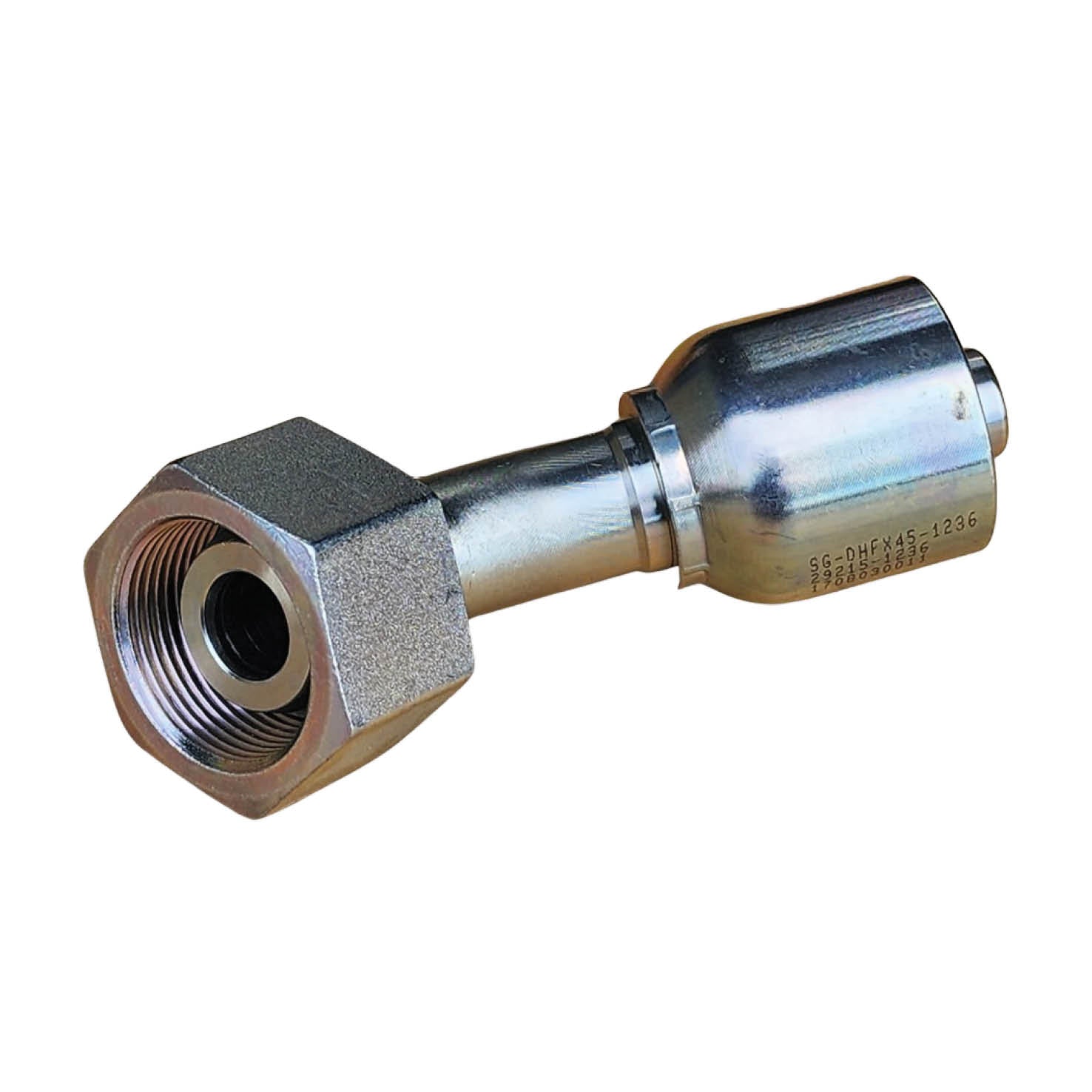 SG-DHFX45 One-Piece Metric Heavy Female 45° Spiral Hose Crimp Coupling