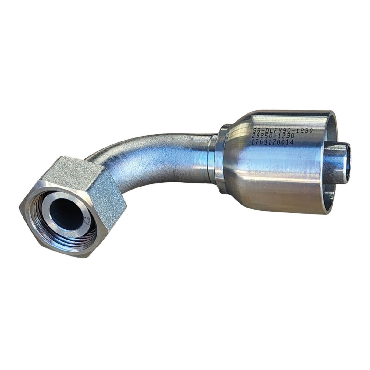 SG-DLFX90 One-Piece Metric Light Female 90° Spiral Hose Crimp Coupling