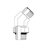 OFM-UNM45 - ORFS Male x UNO Male 45° Elbow