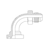 JCM-FH90 - JIC Male x Code 62 Flange 90° Swept Elbow