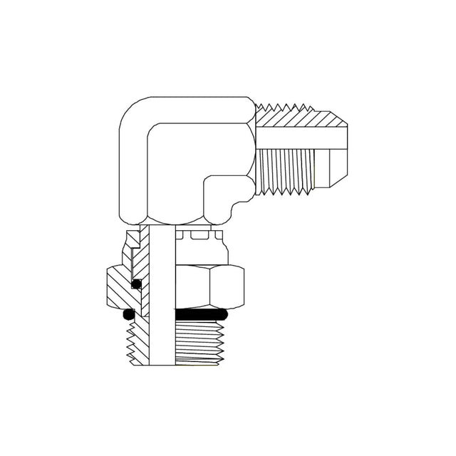 JIC Male × UNO Male Live Swivel 90° Elbow