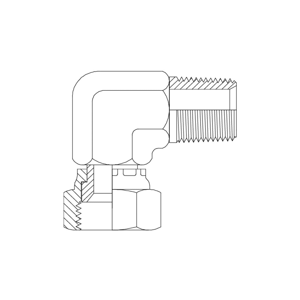 NPT Male × JIC Female Swivel 90° Elbow | Tas Hose