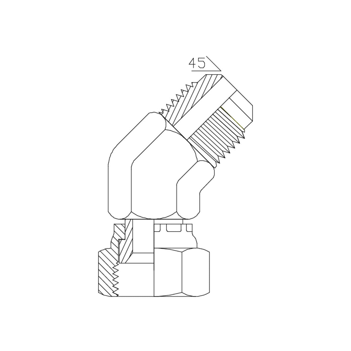 2P4 - SAE MALE X SAE FEMALE SWIVEL 45DEG ELBOW