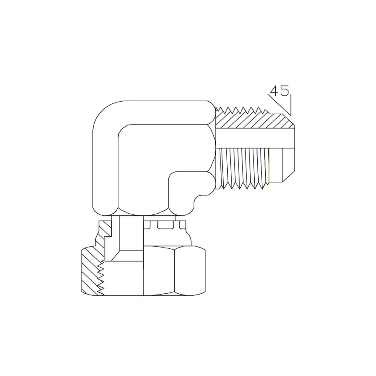 2P9 - SAE MALE X SAE FEMALE SWIVEL 90DEG ELBOW