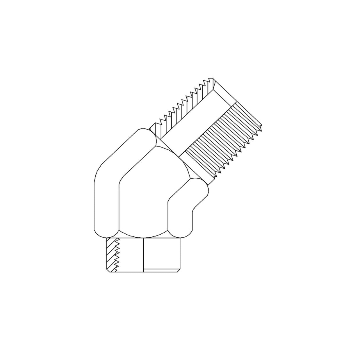 5T4 - BSPT MALE X BSPT FIXED FEMALE 45DEG ELBOW